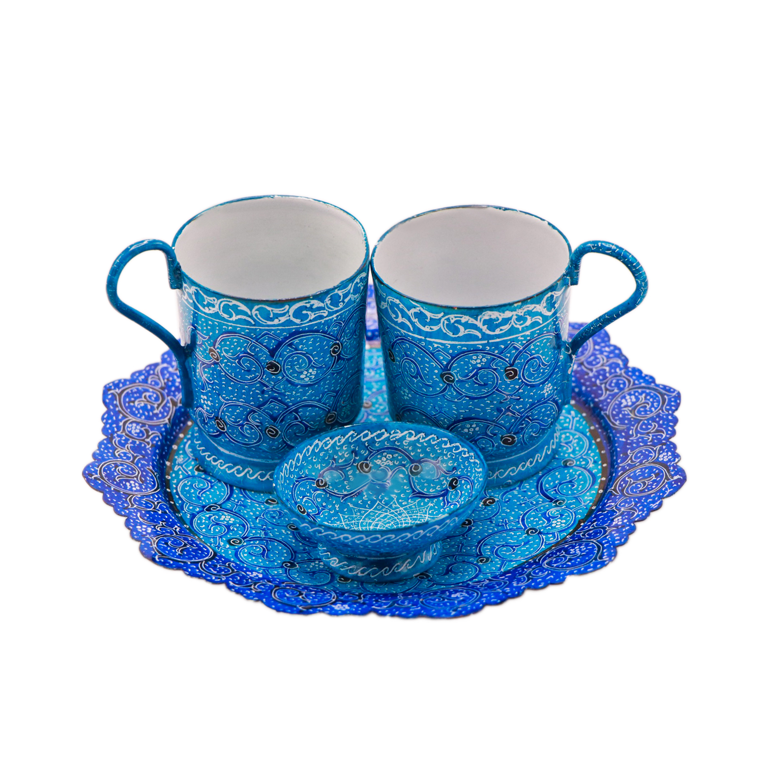 سرویس چای خوری میناکاری 4 پارچه طرح اسلیمی کد 01