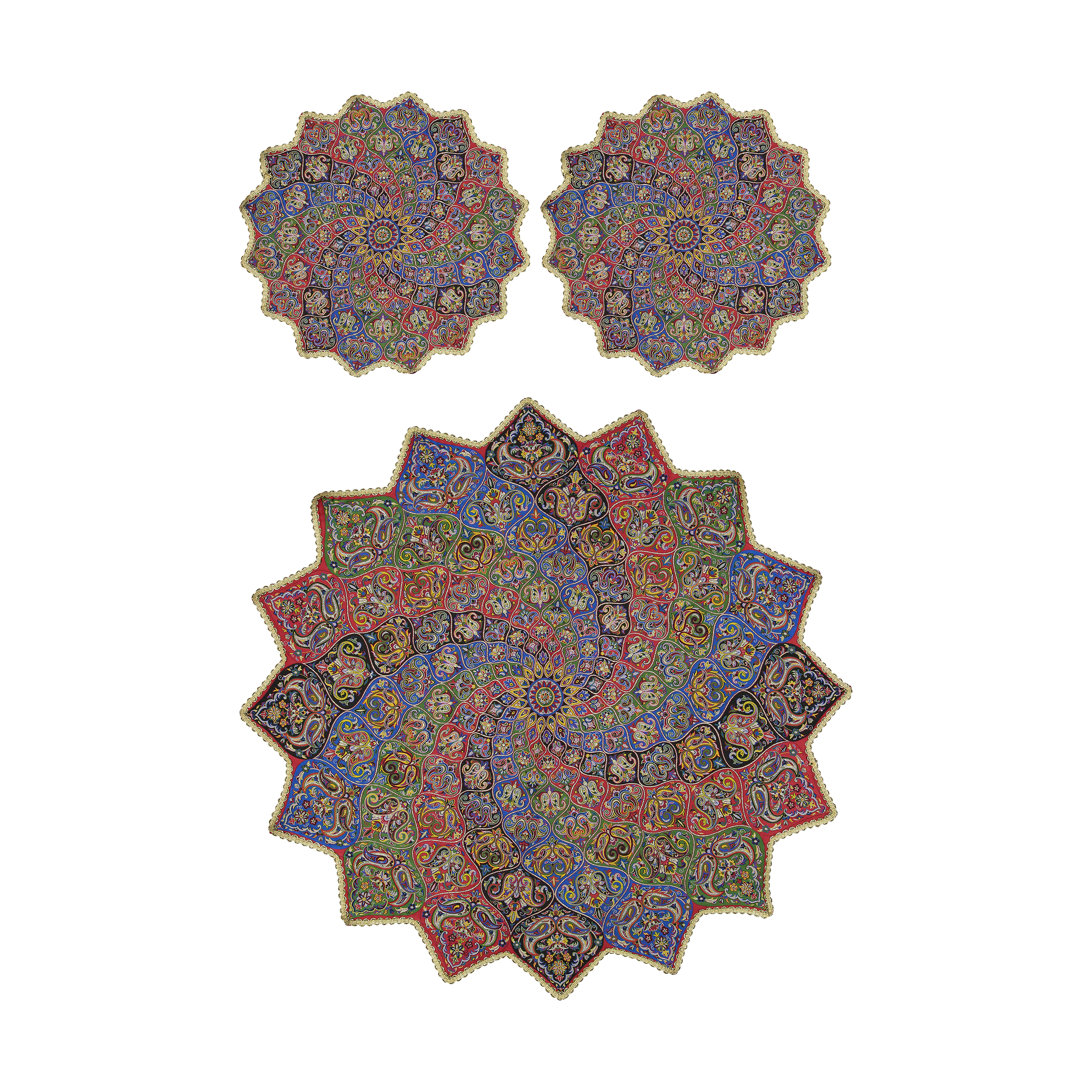 ست 3 تکه رومیزی ترمه طرح آبادیس مدل L24