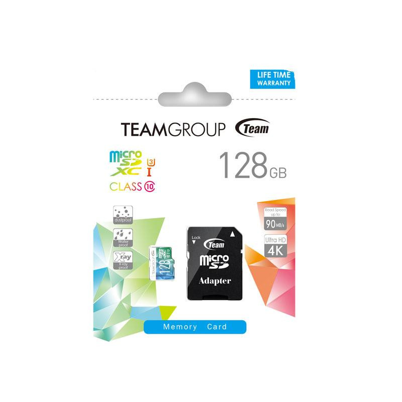 کارت حافظه microSDXC تیم گروپ مدل 7COLOR کلاس 10 استاندارد UHS-I U3 سرعت 90MBps ظرفیت 128 گیگابایت