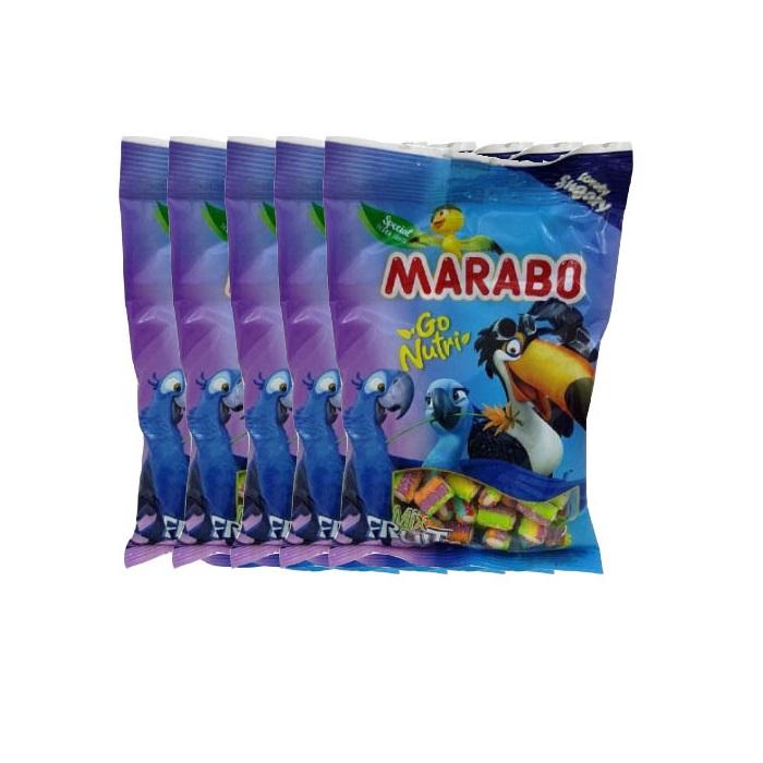 پاستیل لقمه ای شکری میوه ای مخلوط مارابو - 50 گرم بسته 5 عددی