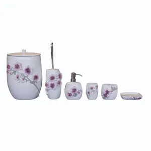  ست سرویس بهداشتی 6 پارچه طرح گلدار مدل 1101