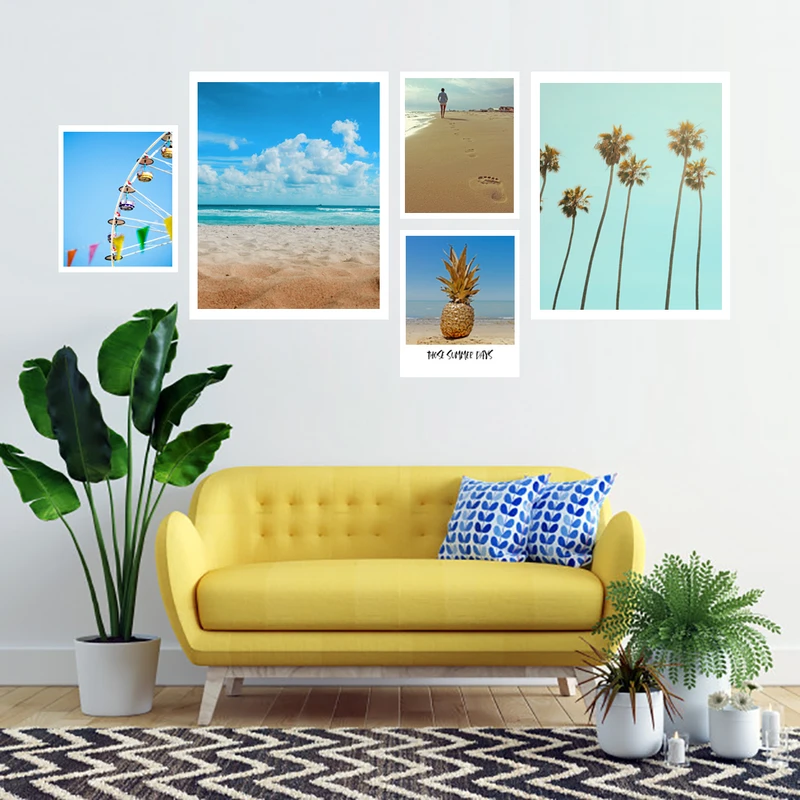 تابلو طرح نخل و دریا کد skw011 مجموعه 5 عددی