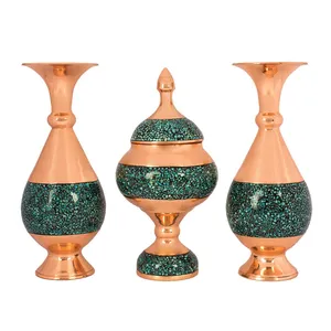 ست سه تکه گلدان و شکلات خوری فیروزه کوبی کد 20