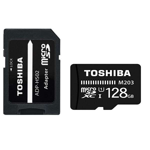 کارت حافظه microSDXC توشیبا مدل M203 کلاس 10 استاندارد UHS-I U1 سرعت 100MBps ظرفیت 128 گیگابایت به همراه آداپتور SD
