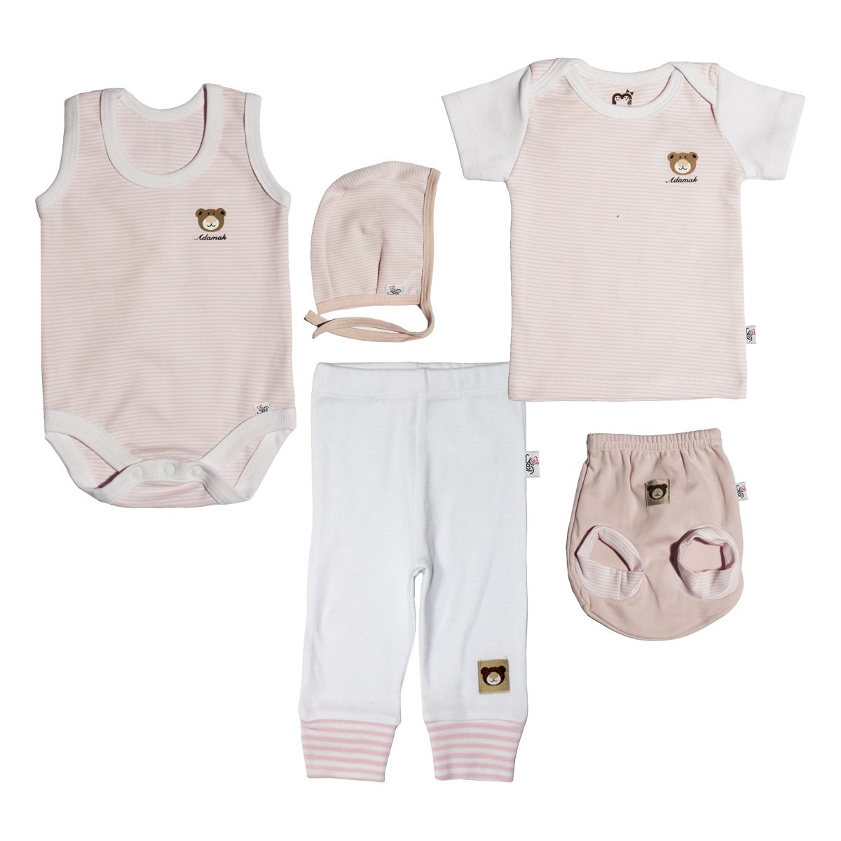 ست 5 تکه نوزاد آدمک طرح راه راه کد 00-152095 رنگ صورتی -  - 2