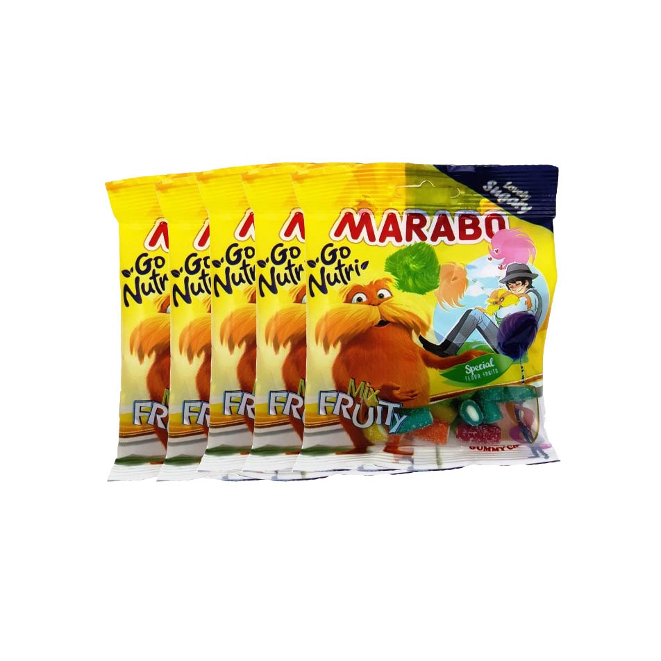 پاستیل لقمه ای شکری میوه ای مخلوط مارابو - 50 گرم بسته 5 عددی