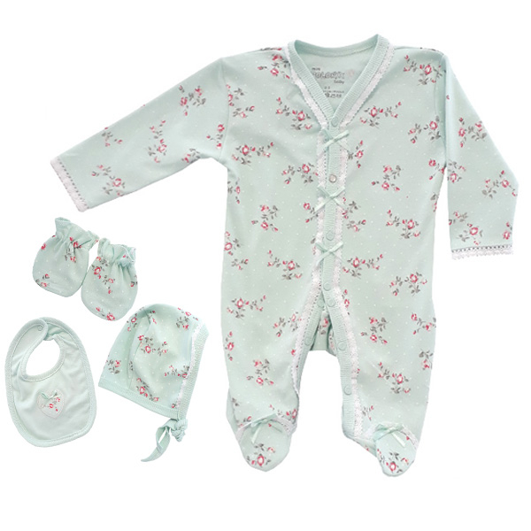 ست 4 تکه نوزادی دخترانه پولونیکس طرح فلوریا کد 27