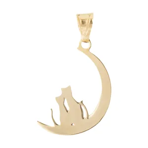 آویز گردنبند زنانه طرح ماه و گربه کد D26