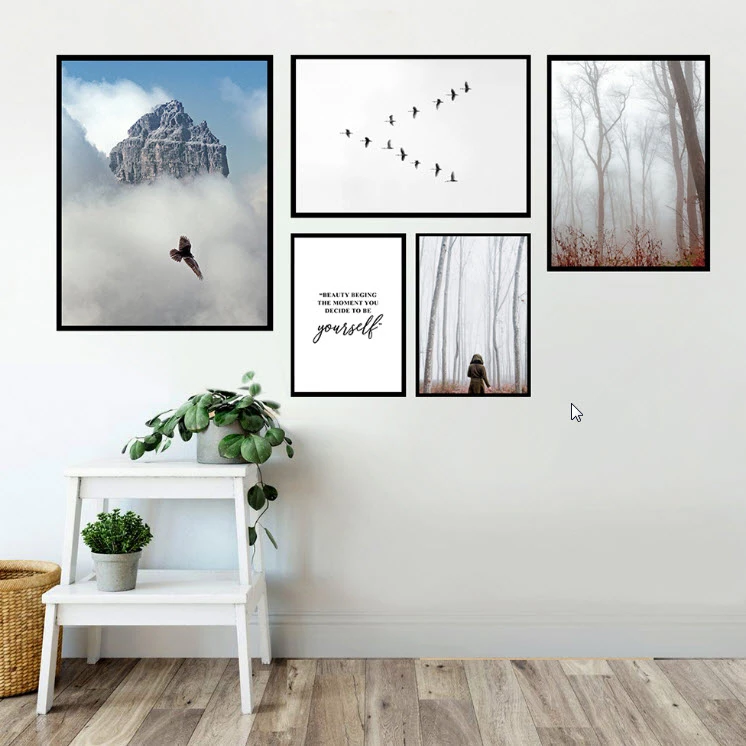 تابلو  طرح پرنده و پاییز مدل skb022 مجموعه 5عددی