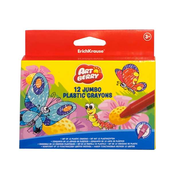 مداد شمعی 12 رنگ اریک کراوزه مدل jumbo کد 18 مداد شمعی 12 رنگ اریک کراوزه مدل jumbo کد 18