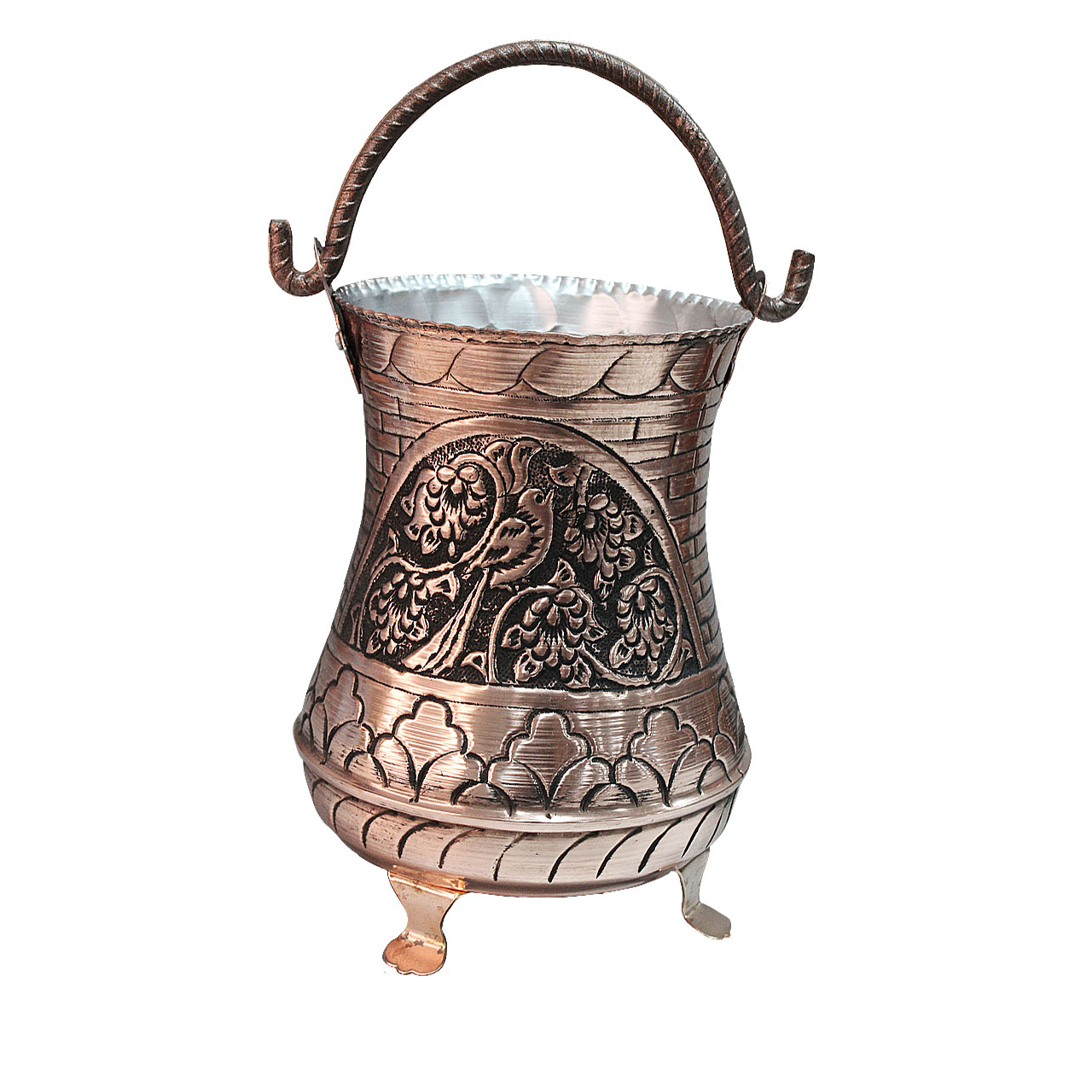 سطل مسی مدل گل و مرغ کد 558