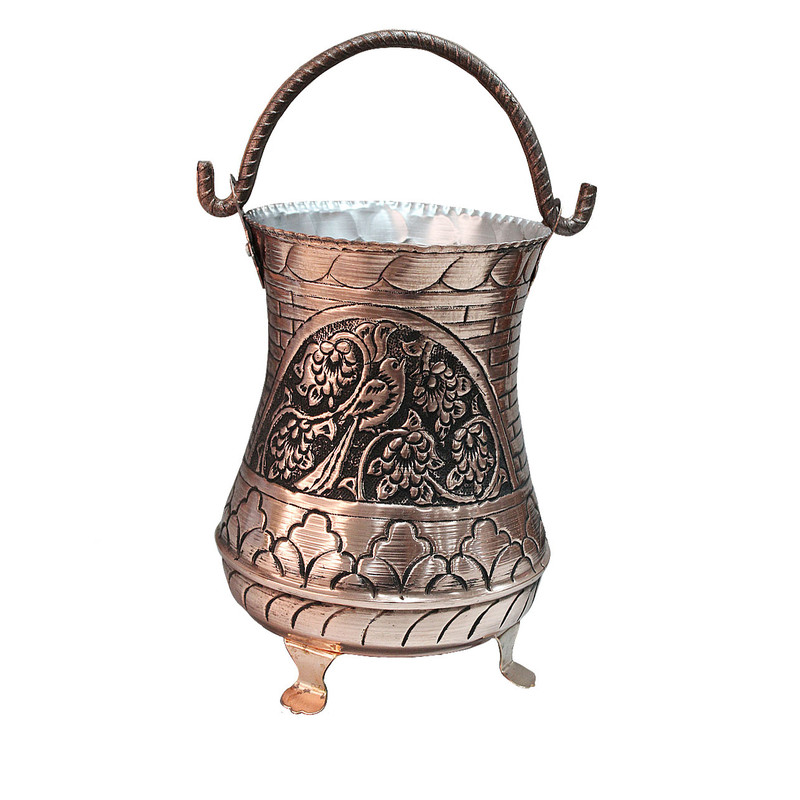 سطل مسی مدل گل و مرغ کد 558