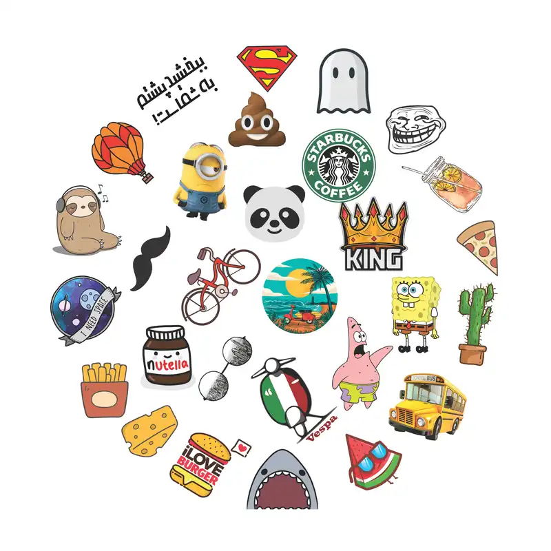 استیکر لپ تاپ طرح فانتزی کد 2 مجموعه ۳۰ عددی