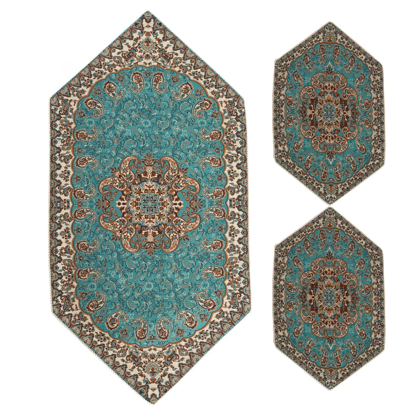 ست 3 تکه رومیزی ترمه مدل نسترن کد Sb-007