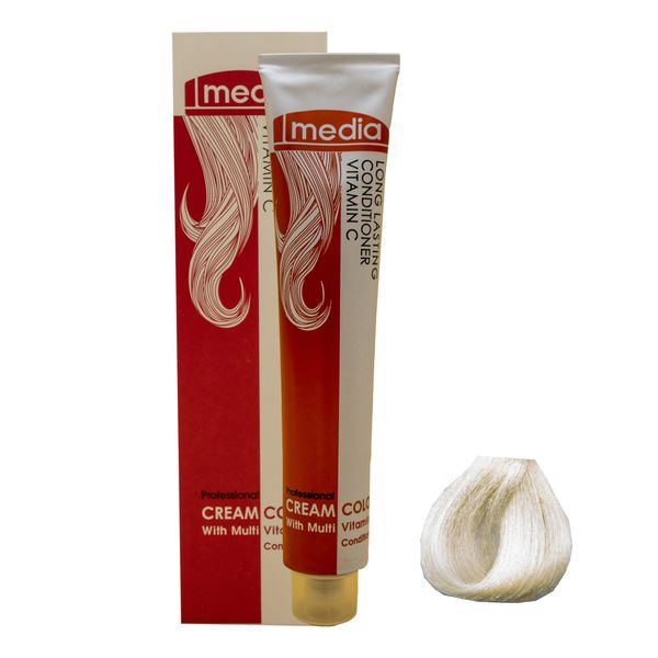 رنگ مو مدیا سری هایلایت شماره 90.00 حجم 100 میلی لیتر رنگ سوپر پلاتینی طبیعی