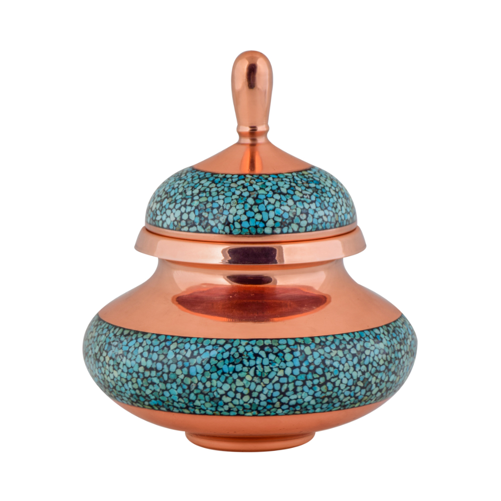 AGHAJANI HANDICRAFTS Turquoise inlaying sweet dish, F021 Model