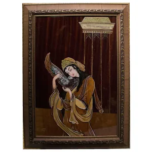 تابلو معرق کاری طرح زن و کبوتر مدل H2