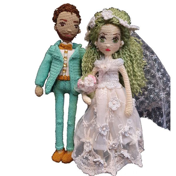 عروسک بافتنی مدل عروس و داماد مجموعه دو عددی