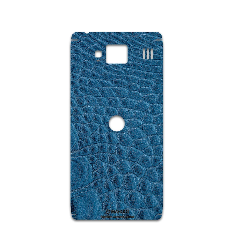 برچسب پوششی ماهوت مدل Blue-Crocodile-Leather مناسب برای گوشی موبایل موتورولا droid razr hd