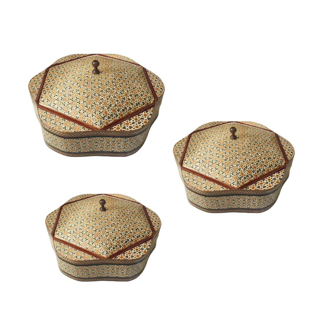 ست سه تکه شکلات خوری خاتم کاری کد IN 220