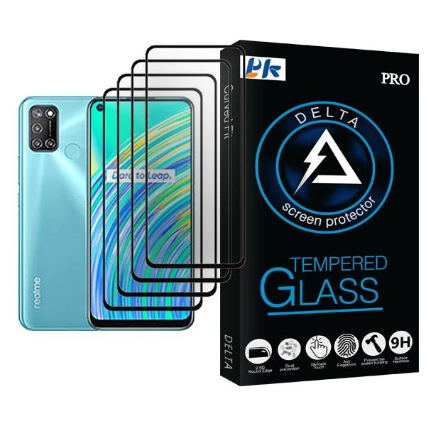 محافظ صفحه نمایش پی کی مدل Delta Glass MIX004 مناسب برای گوشی موبایل ریلمی C17 بسته چهار عددی