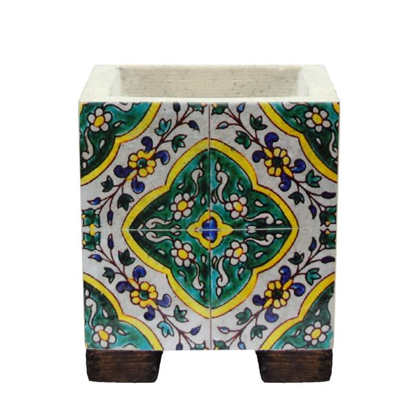 گلدان بتنی طرح کاشی کد 02 گلدان بتنی طرح کاشی کد 02