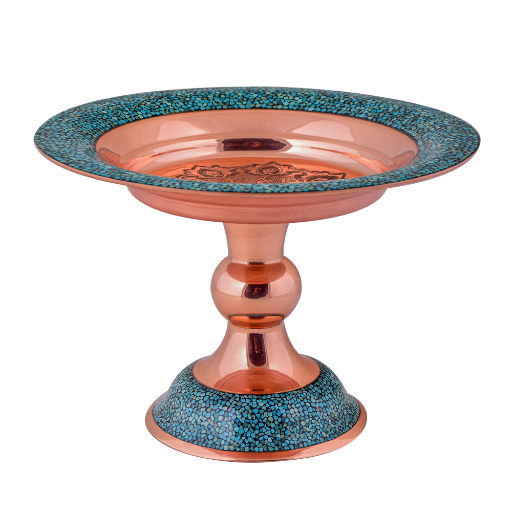 AGHAJANI Handicrafts Turquoise inlaying sweet dish, F046 Model