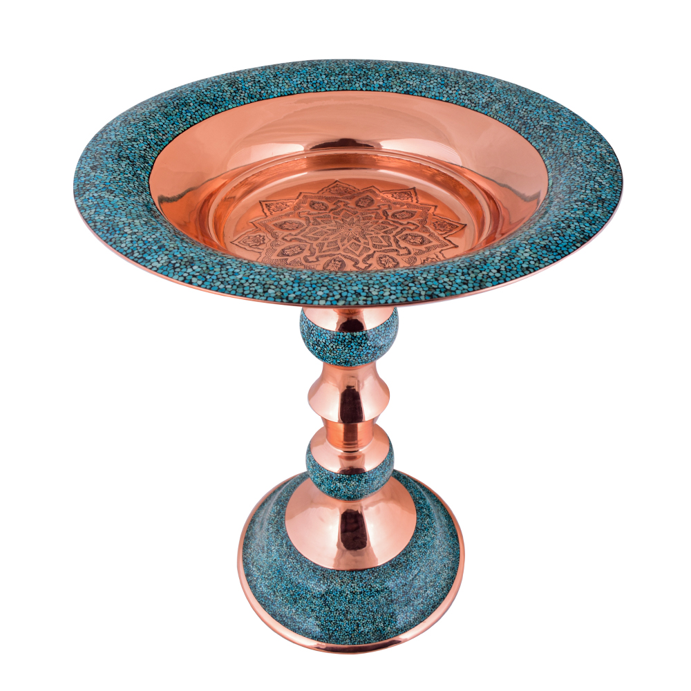 AGHAJANI Handicrafts Turquoise inlaying sweet dish, F101 Model