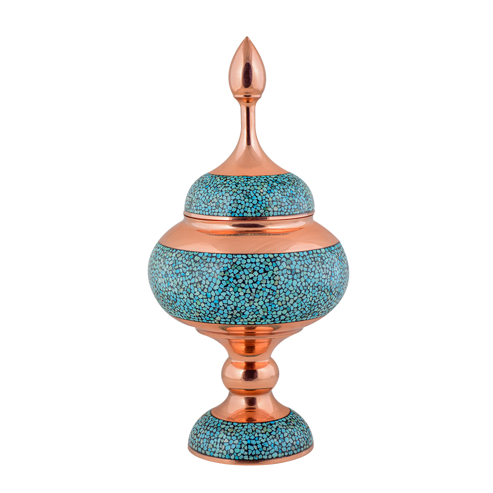 AGHAJANI HANDICRAFTS Turquoise inlaying sweet dish,F042 Model