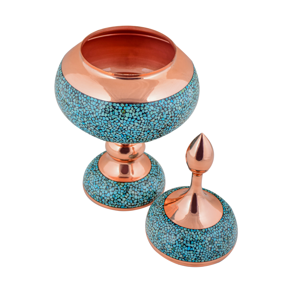 AGHAJANI HANDICRAFTS Turquoise inlaying sweet dish,F042 Model