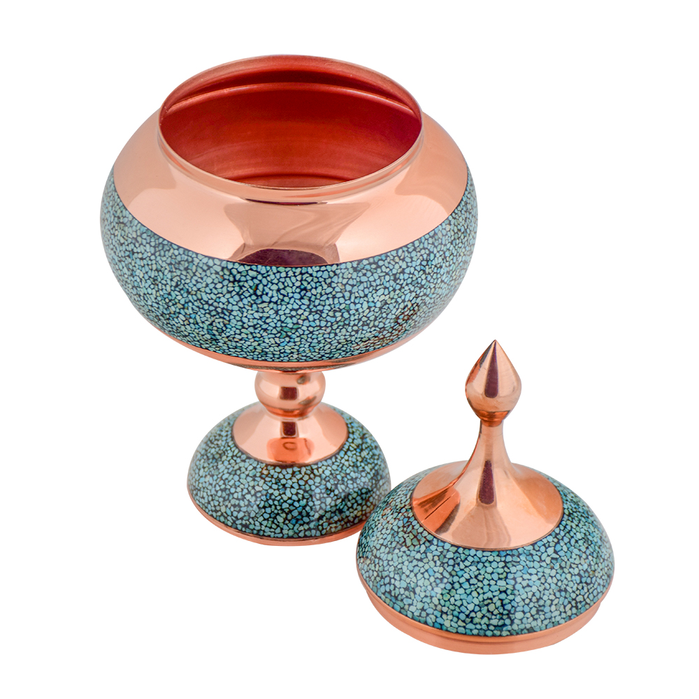 AGHAJANI Handicrafts Turquoise inlaying sweet dish, F008 Model