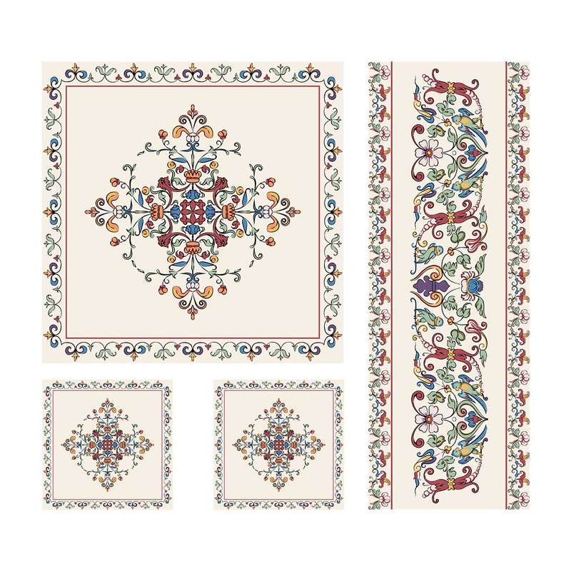 ست رومیزی 4 تکه شمسه نگار کد Tr563DR4