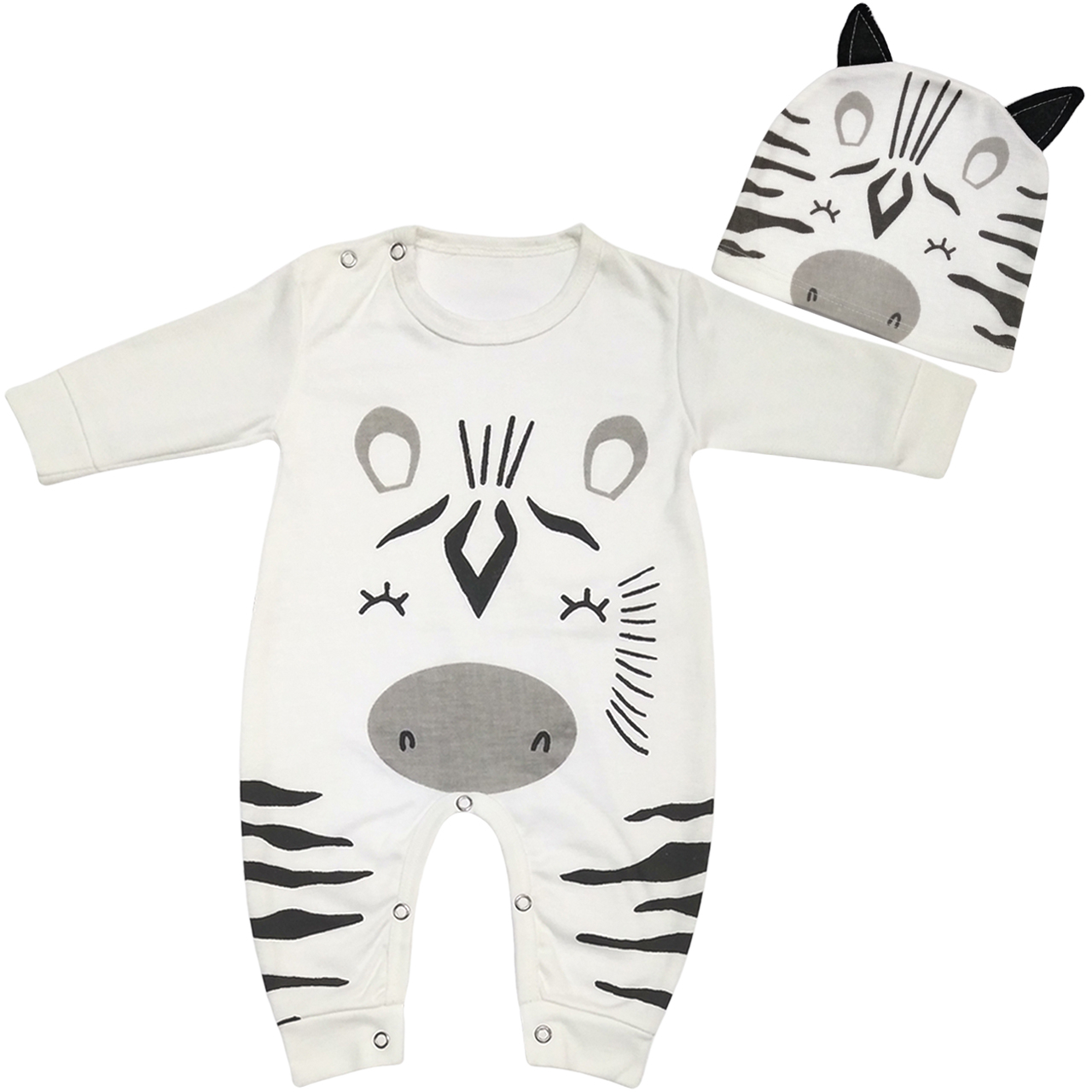 ست سرهمی و کلاه نوزاد طرح گورخر کد M235