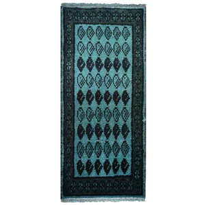 فرش دستبافت رنگ شده نیم متری طرح وینتج کد 9811101