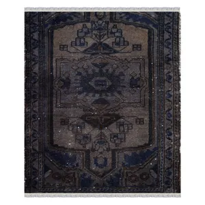 فرش دستبافت رنگ شده نیم متری طرح وینتج کد 9811102