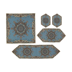 ست 5 تکه رومیزی ترمه جنوب یزد مدل ماهان کد BLU5.5