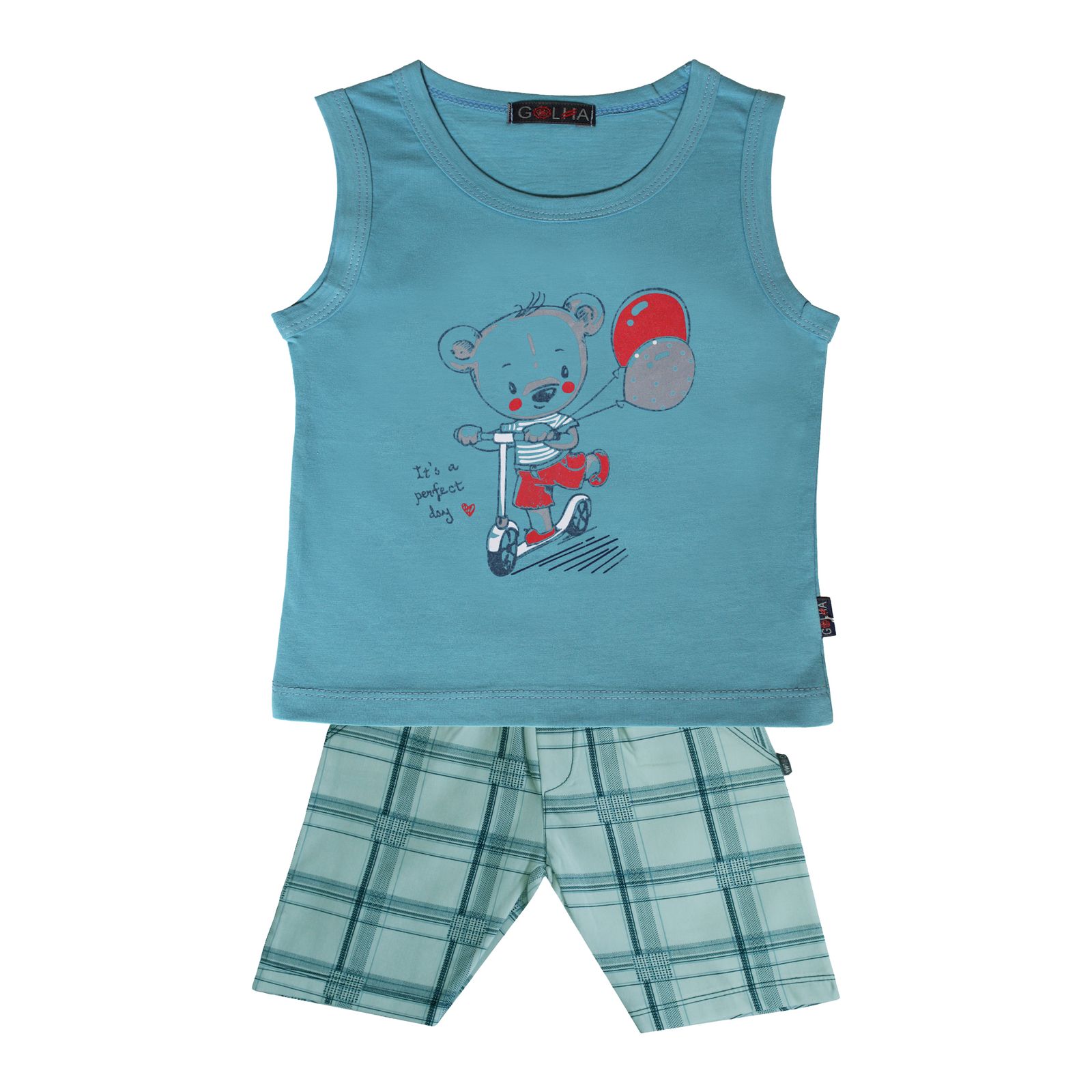 ست تاپ و شلوارک پسرانه گلها طرح بادکنک کد ۸۴۳ -  - 7