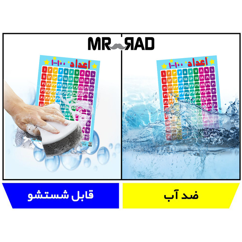 پوستر آموزشی مستر راد طرح اعداد فارسی 1تا100 مدل HSE 04