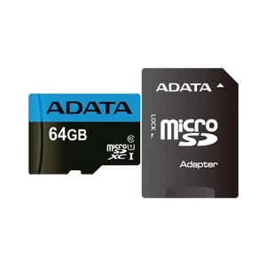 کارت حافظه microSDXC ای دیتا مدل Premier  کلاس 10 استاندارد UHS-I V10 A1سرعت 100MBps ظرفیت 64 گیگابایت به همراه آداپتور
