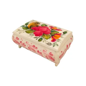 جعبه جواهرات استخوانی طرح گل و مرغ کد B 237