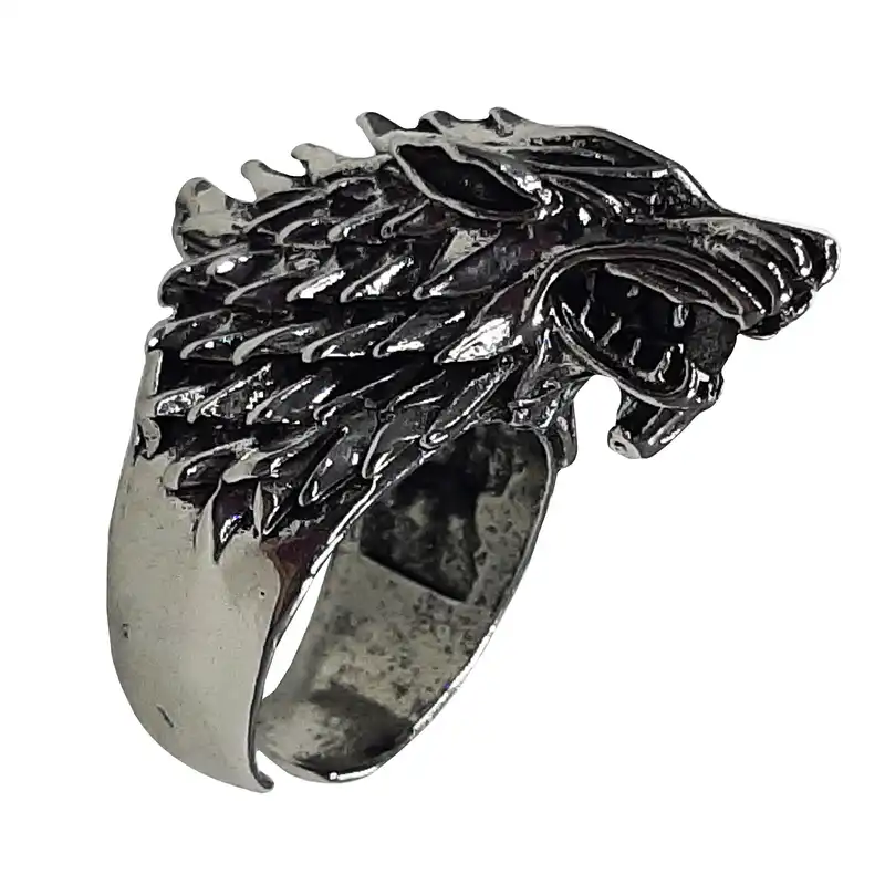 انگشتر مردانه طرح گرگ مدل تاج و تخت