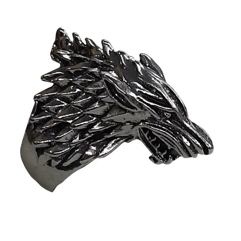 انگشتر مردانه طرح گرگ مدل تاج و تخت