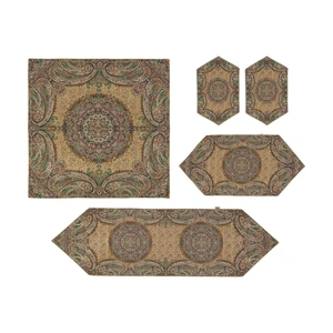 ست 5 تکه رومیزی ترمه دستجردی مدل کبریا کد KRM5.5