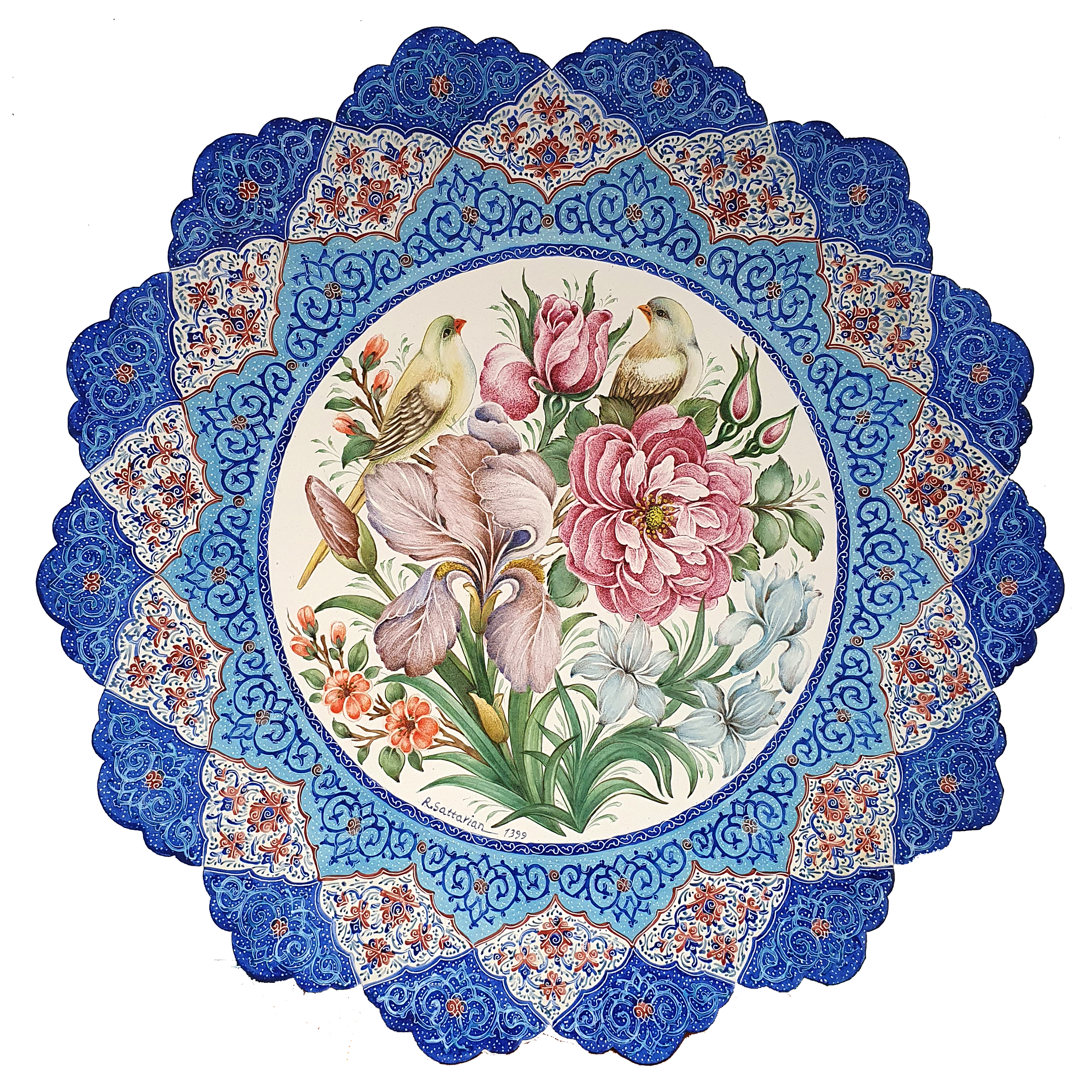 بشقاب میناکاری مسی کد 088