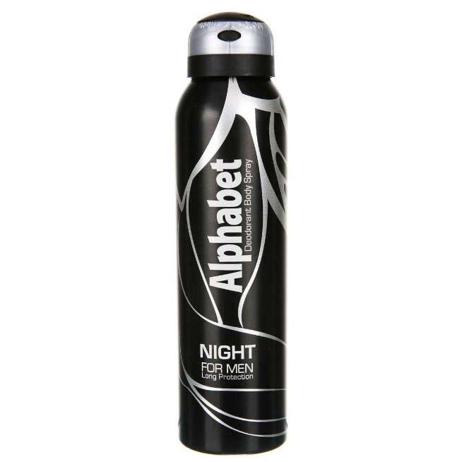 اسپری ضد تعریق مردانه آلفابت مدل night حجم 150 میلی لیتر اسپری ضد تعریق مردانه آلفابت مدل night حجم 150 میلی لیتر