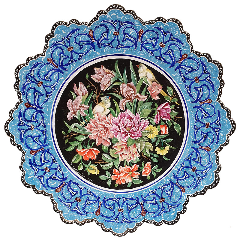 بشقاب میناکاری مسی  کد 090