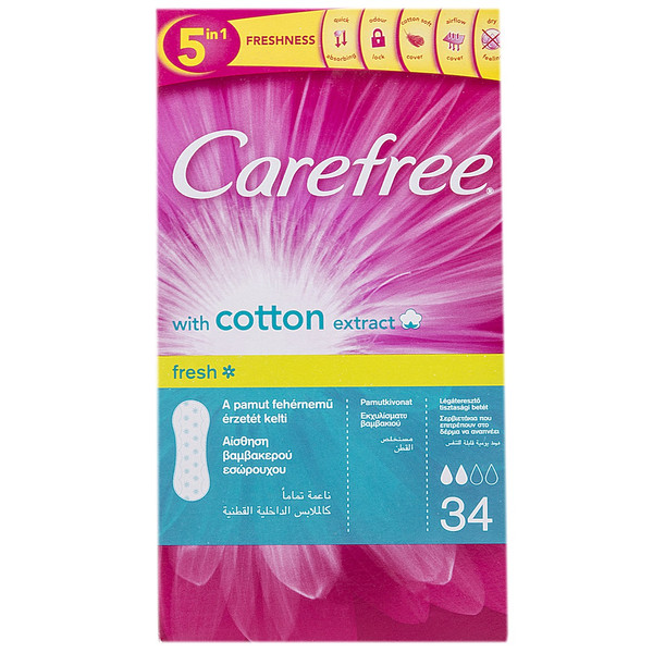 پد بهداشتی روزانه کرفری مدل Cotton Extract Fresh بسته 34 عددی