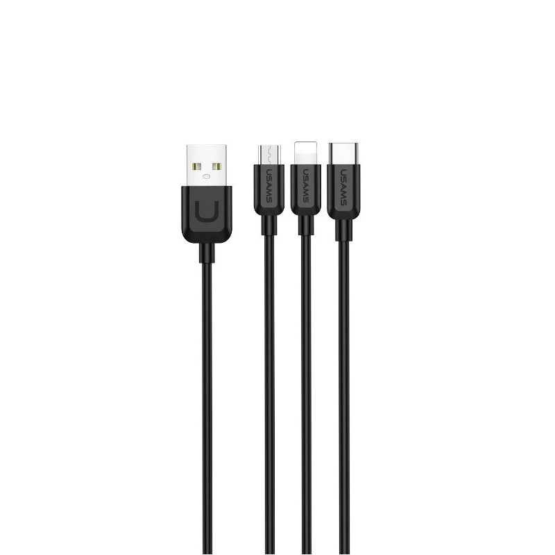 کابل تبدیل USB به microUSB /لایتنینگ/USB-C یوسمز مدل US-SJ324 طول 1 متر