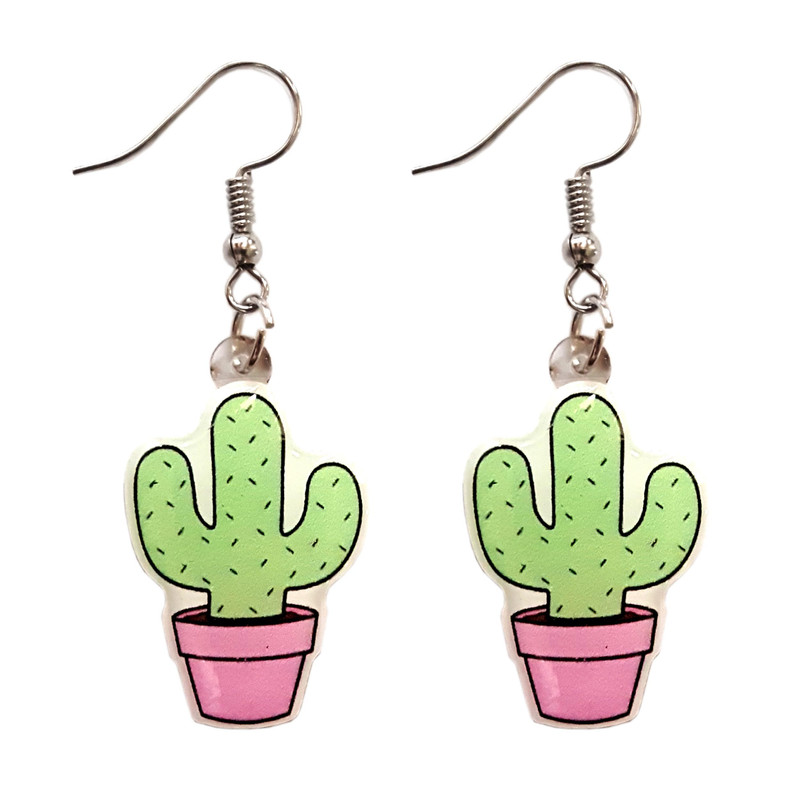 گوشواره دخترانه طرح کاکتوس کد 03