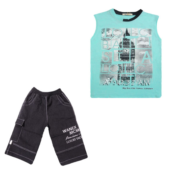 ست تاپ و شلوارک پسرانه مدل ساعت کد 150